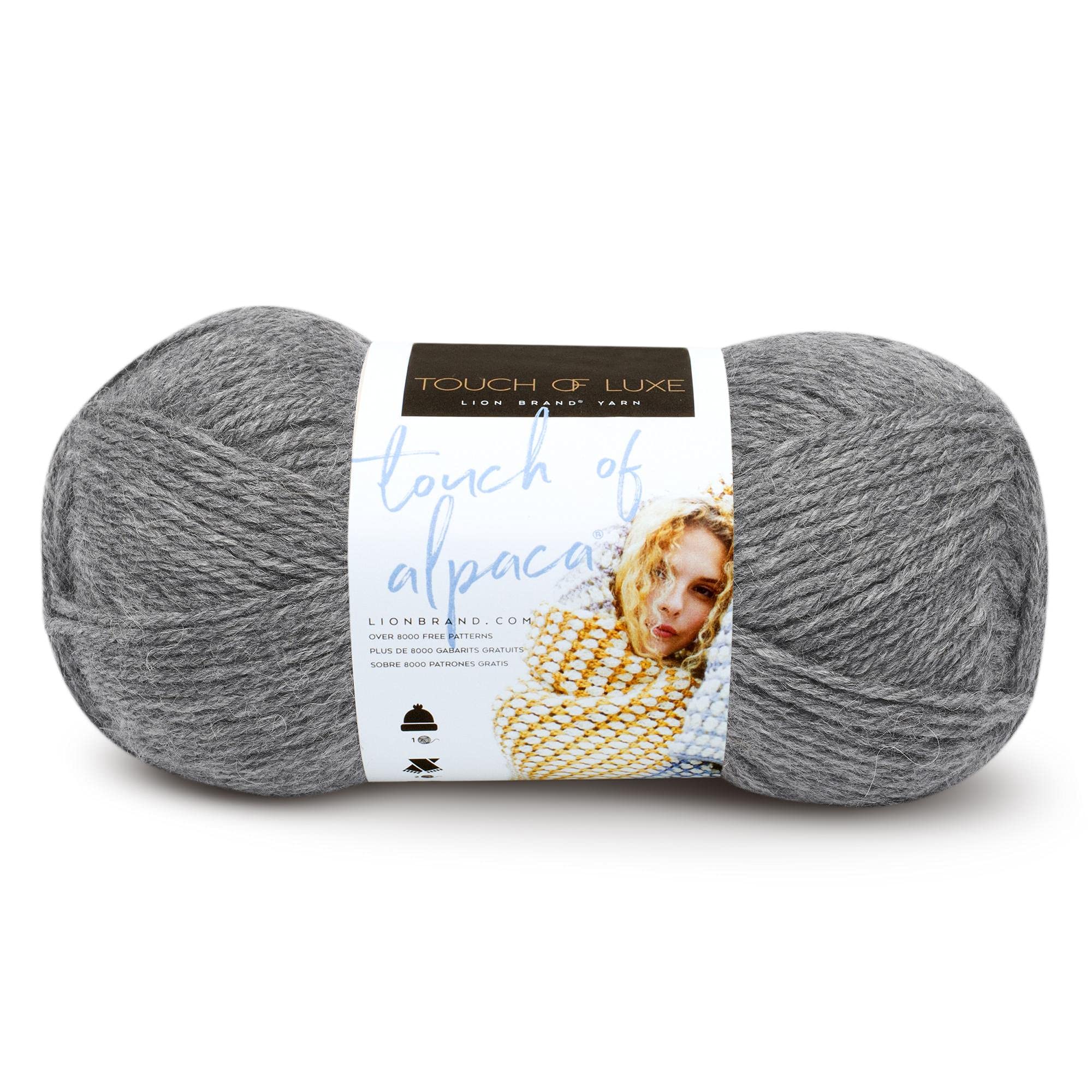 Lion Brand Yarn Touch Of Alpaca, Natural Fiber Blend Yarn for Knitting, Crochet, and Crafts, Oxford Grey, 1 Pack