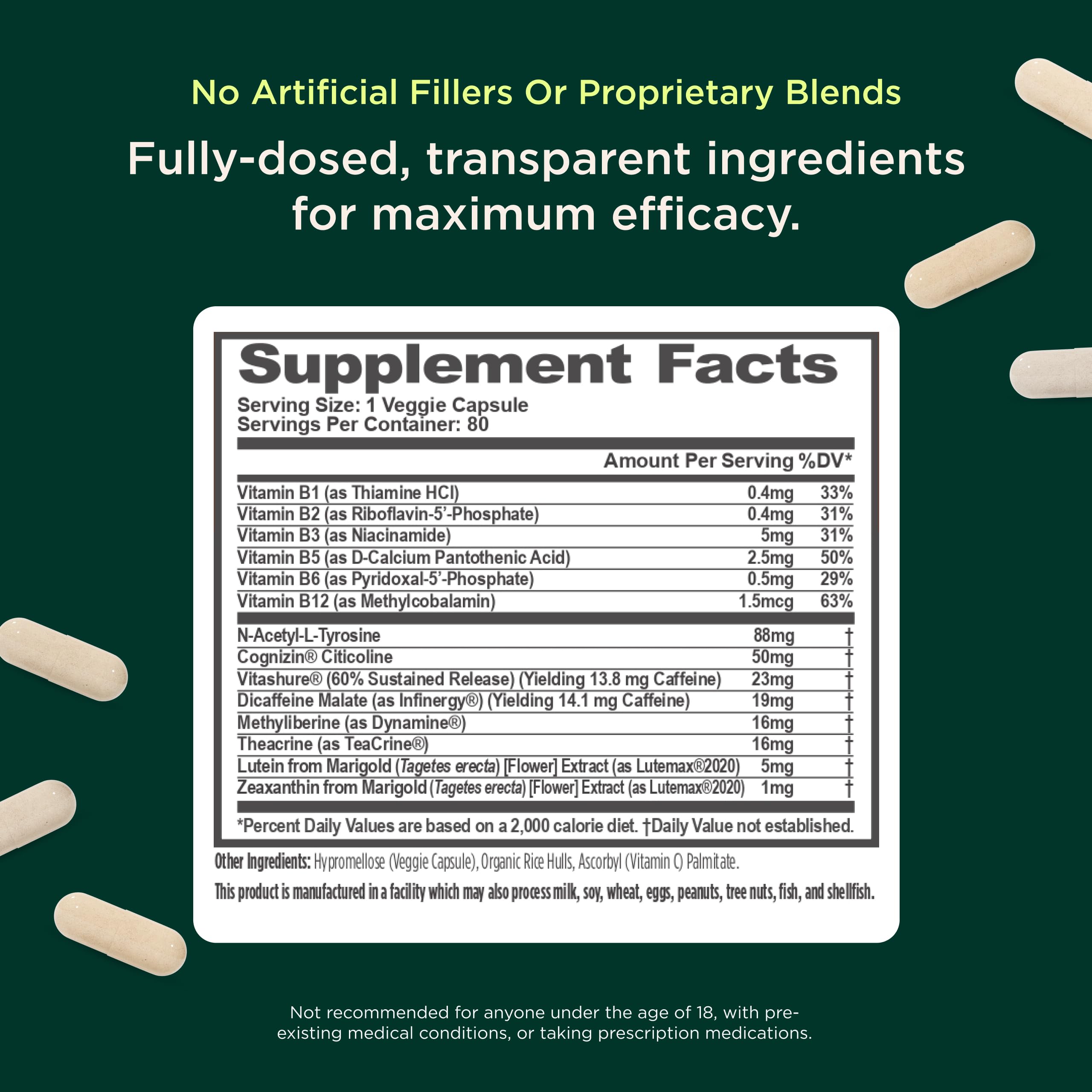 Genius Gamer, Gaming Focus Supplement, 80 Pills - Elite Nootropic Performance Booster - Boost Brain & Mental Clarity, Reaction Time & Concentration - Blue Light Support with Lutemax