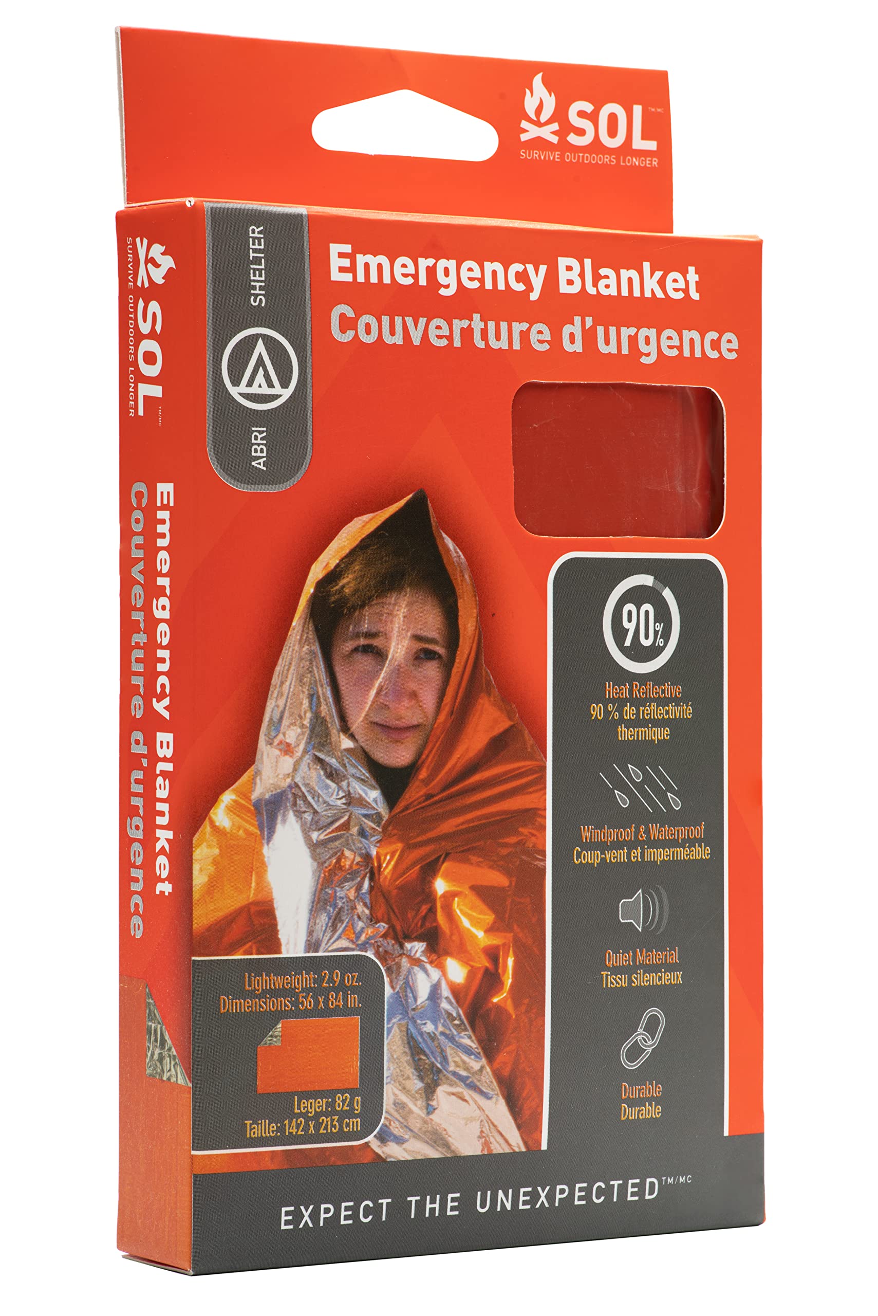 Adventure Medical Emergency Blanket Shelter Orange Weight 71 g 1411 mm x 2117 mm - Heetsheets Material Reflects 90% Bodyheat Heat Quiet Material Repeairable Recyclable (LDPE-4)