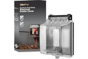 UltraPro Outdoor Electrical Outlet Cover, Dual Gang Outdoor Outlet Cover Weatherproof Enclosure, Rated for Wet Locations, Outdoor Electrical Box Waterproof Plug Covers, Black, 82614-T1