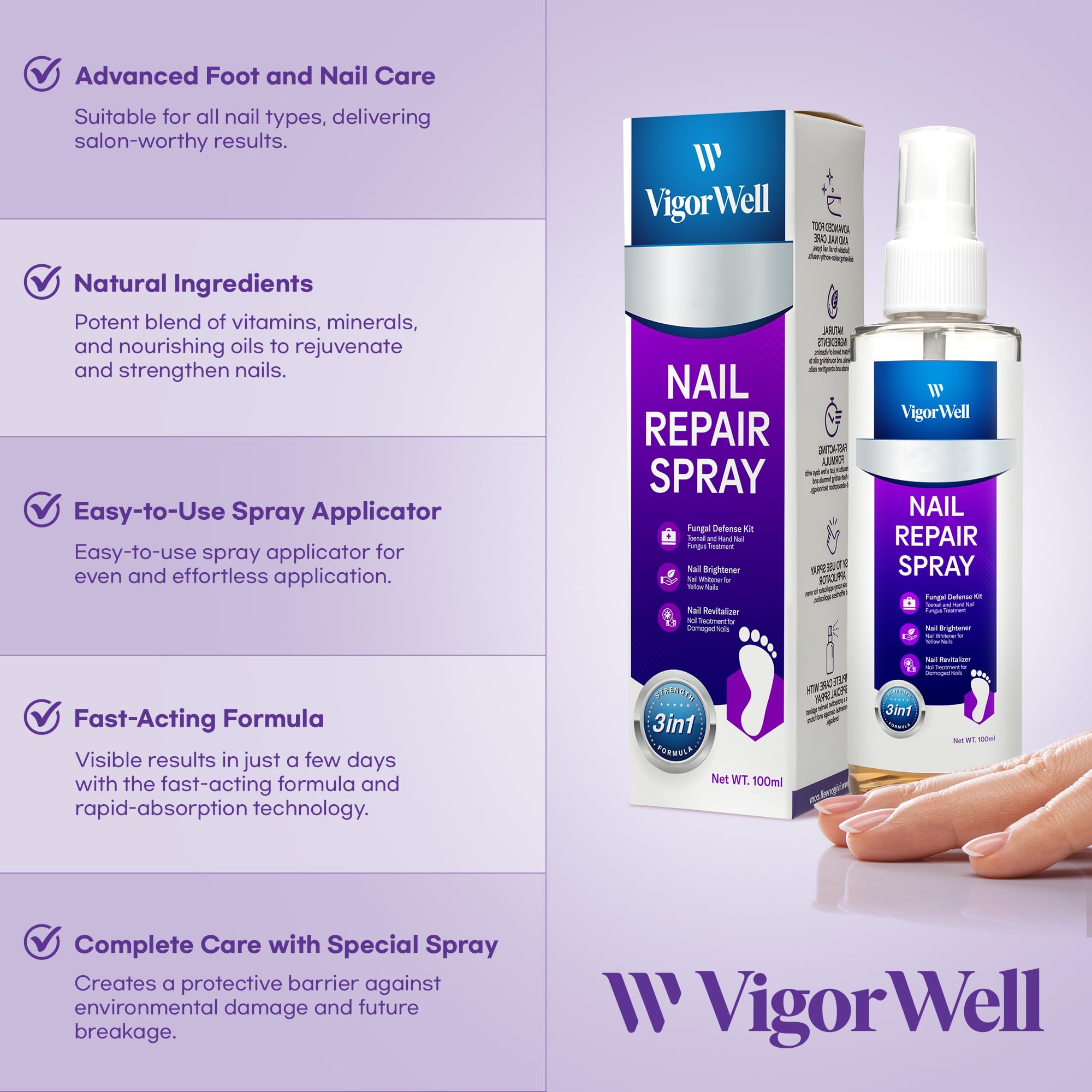 Nail Fungus Treatment For Toenail Spray - 3-In-1 Toe Nail Fungus Treatment Extra Strengt - Toenail Fungus Treatment Renews and Strengthens Nails (100ml) - Image 6