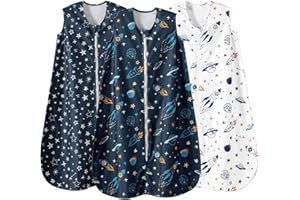 david's kids 3 Pack Warm Micro Fleece Baby Sleep Sack 6-12 Months, Soft Baby Wearable Blankets with 2-Way Zipper, Comfy Winter Sleeping Bags for Infant Newborn Boys Girls Neutral, Medium Size, Space