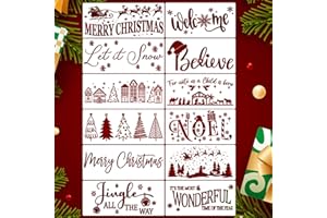 SUNVERSE Christmas Stencils for Crafts Reusable Christmas Doormat Stencils Xmas Holiday Stencil for Painting on Wood Door Mats Fabrics Decor