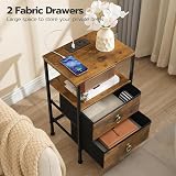 HOOBRO Bedside Table with Charging Station Rustic Brown & Black EBF110KBZ01 view 8