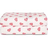 Cackleberry Home Hearts All Over Bathroom Cotton Terry Bath Towels 27 W x 54 L Inches, Set of 2 (Pink)