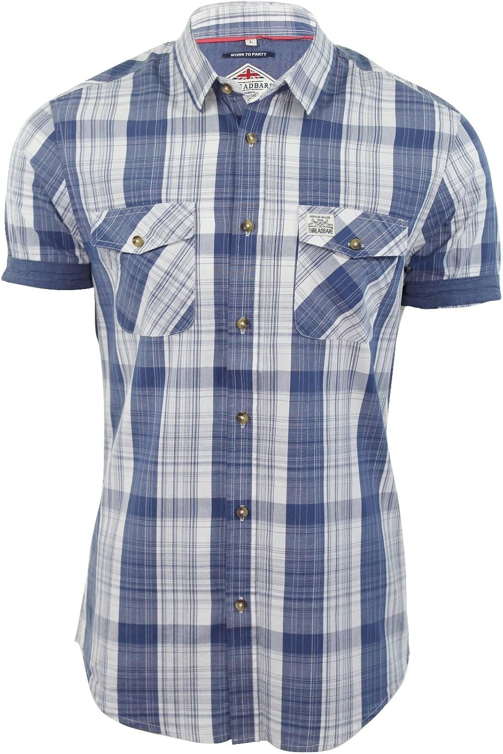 Mens Short Sleeve Summer Shirt by Threadbare (Gooch Blue Check) S