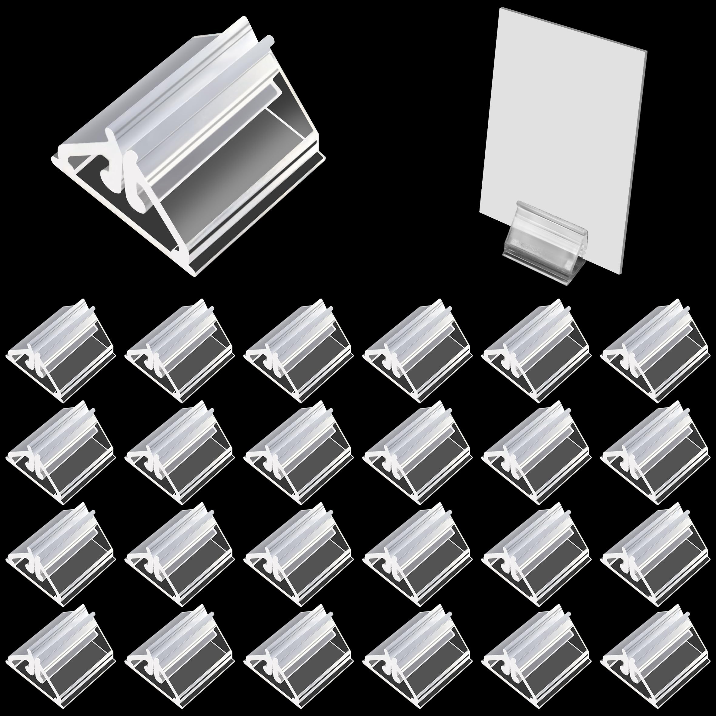 Photo 1 of YHNTGB 120 PCS Plastic Game Card Stands Blank Board Markers Holder for Price Tags Menus Labels Party Favor Supplies Transparent