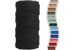 NOANTA Macrame Cord 3mm 220yards (200 Meters) Black Macrame Supplies Macrame Yarn, Colored Cotton Rope, Colored Cord for DIY