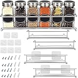 Spice Rack Organizer For Cabinet Door| Kitchen Pantry Organization And Storage | Set of 4 Chrome Tiered Hanging Shelf for Spi