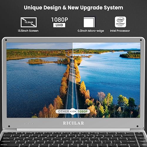 RICILAR Windows Laptop, 14 Inch HD Display, Intel Celeron N4020, 4GB RAM, 128GB SSD, Backlit Keyboard, Type C, HDMI, Wi-Fi 5, Silver, School Laptop Co RICILAR Windows 10 Home Laptop, 14.1In HD Display, Intel Celeron N4020, 4GB  RAM