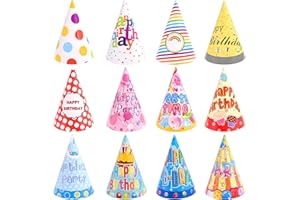 CANREVEL 12 PCS Party Hats for Kids and Adults, Party Headwear, Happy Birthday Hats, Birthday Party Decorations