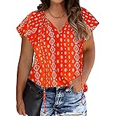 IN'VOLAND Womens Plus Size Leopard Print Tops Boho V Neck Short Sleeve Loose Fit Summer Casual Blouses Shirts