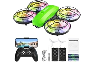 Kids Drone with Camera – Mini Rc Toy for Boys, Beginners, Birthday Gifts for Boys and Beginners,Quadcopter Light Toy With 2 B