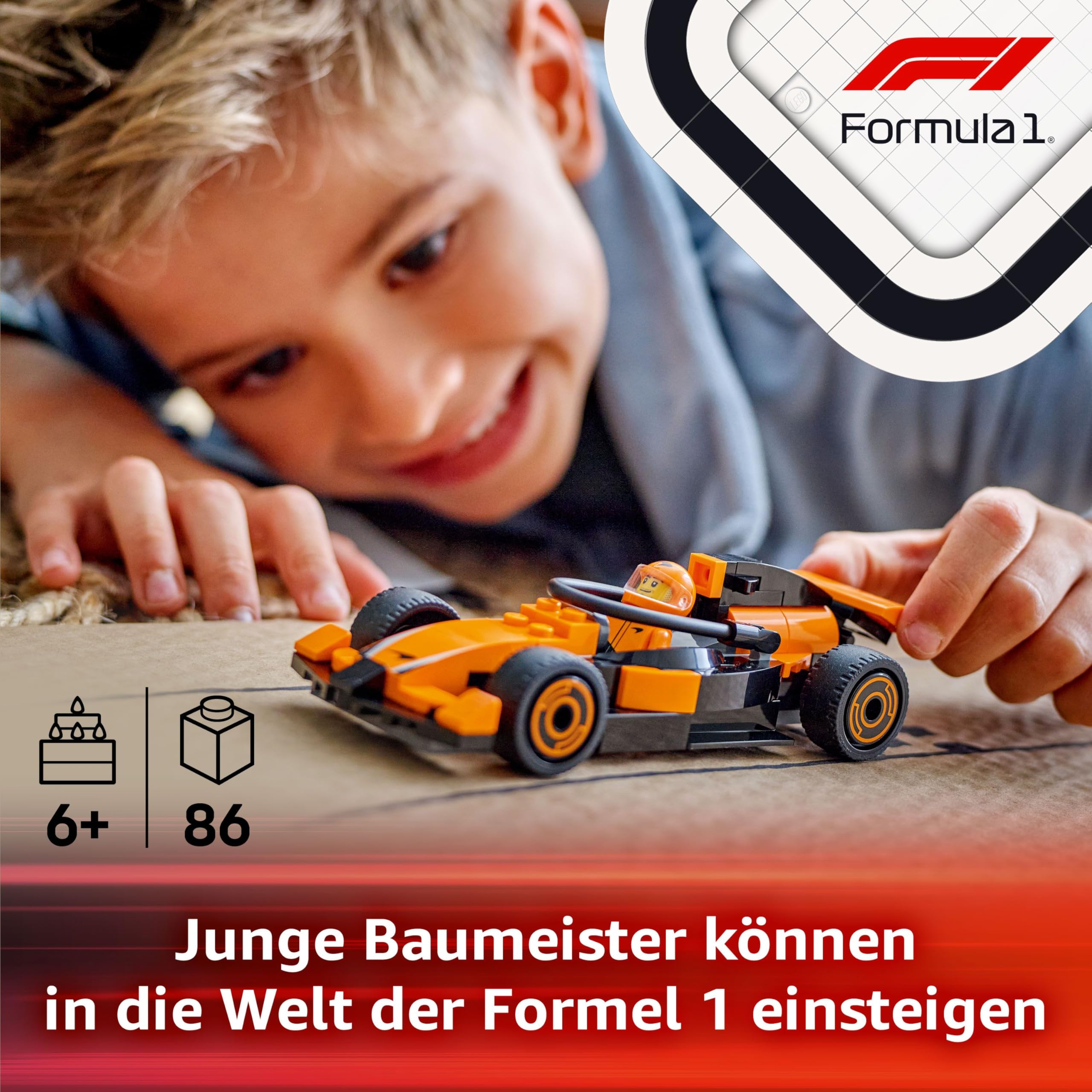 LEGO City F1 Rennfahrer mit McLaren Rennauto - Spielzeug Formel 1 Modell mit Rennwagen und Minifigur - Kleines Geschenk für Jungen und Mädchen ab 6 Jahren oder Motorsport Fans 60442 2