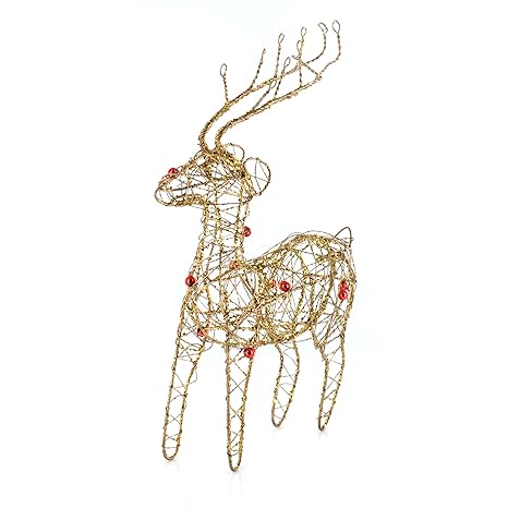 New Glitter Wire Christmas Reindeer Decoration Sparkle Window