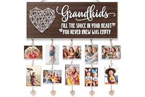 MAYICIVO Grandma Gifts Mothers Day Birthday Gifts for Grandma Picture Frame from Grandchildren Granddaughter Grandkids Photo Holder Nana Gift Grandpa Hanging Photo Display Christmas Card Holder