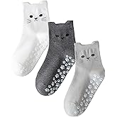 Mokde Mondge Cute Pilates Socks for Women Non Slip Grip Sock With Cat Paw for Yoga,Barre,Hospital,Barefoot,Workouts,Fitness