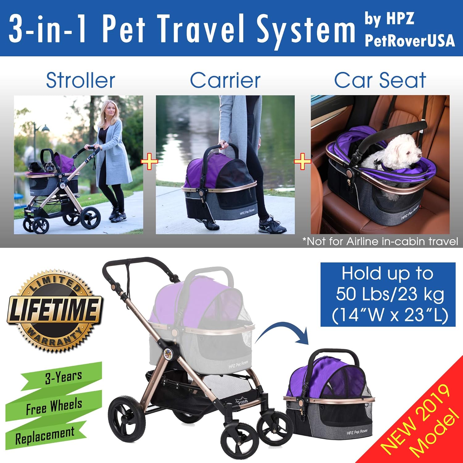 dog stroller reversible handle