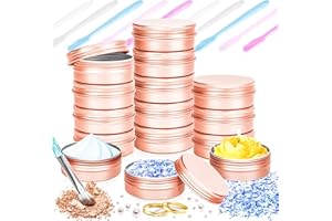 MotBach 12Pack 1oz Tin Jars, 30ml Rose Gold Metal Tin cans, 1ounce Aluminum tin can jar Containers with Screw Lid for Lotion Bars, Balms, Spices, Salve, Beard Balm, Toiletries, Creams, Makeup Cosmetic