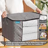 KURNI Storage Bags 3 Pack Grey 90L Large Organizer Zipper Box 60x43x35cm view 2