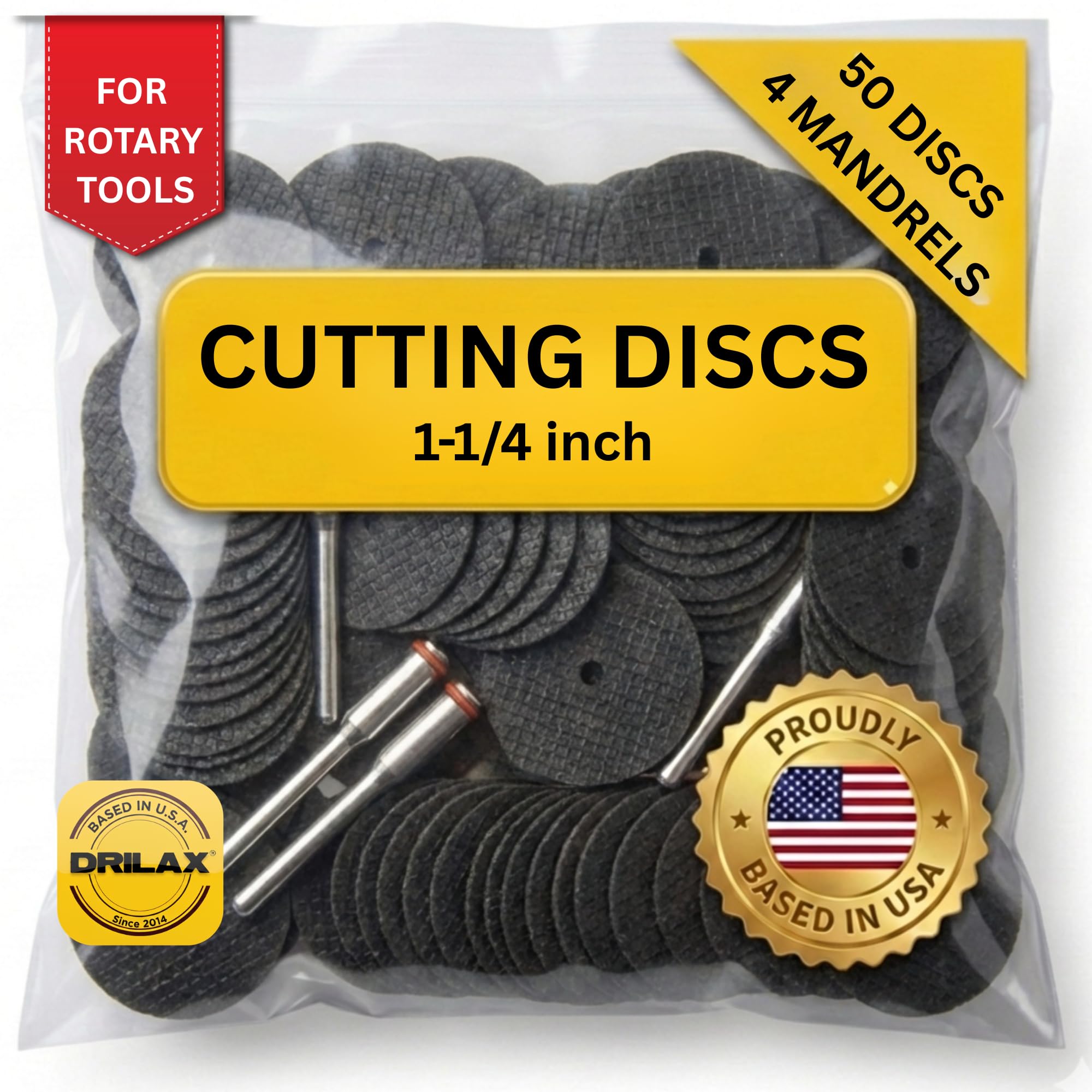 Fiberglass Reinforced Cut-Off Wheels 50 Pieces 32mm Diameter Abrasive Cutting Tool Disc with (4) 402 Mandrels Included Rotary Discs Compatible with Dremel 426 426b 3,2 cm
