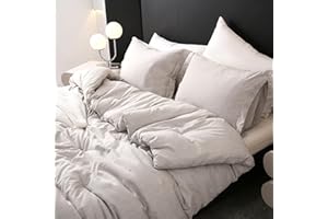 DOWNCOOL Queen Comforter Set, 3 Pieces Light Grey Comforters Queen Size, All Season Bedding Sets Queen, Cationic Dyed Bed Set with 1 Comforter (90"x90") & 2 Pillow Shams (20"x26")