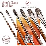 Professional Oil Paint Brushes (6-pcs Set) Filbert Brushes - Long-lasting Natural Badger & Synthetic Blend - Acrylic Paint Brushes With Lacquered Birchwood Long Handles. Artist's Choice Collection