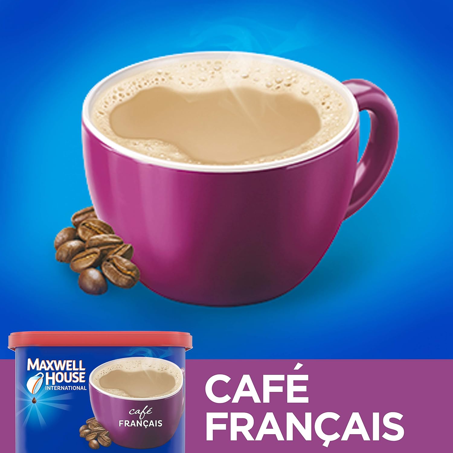 Maxwell House International Cafe Francais Style Instant Coffee (7.6 oz Canisters, Pack of 4) : Instant Coffee : Grocery & Gourmet Food