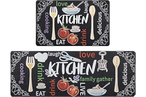 HEBE Anti Fatigue Kitchen Rug Set of 2 Non Slip Cushioned Kitchen Mats for Floor Waterproof Comfort Kitchen Rugs and Mats Farmhouse Chef Mats Floor Carpet for Sink,Laundry Room,Colorful