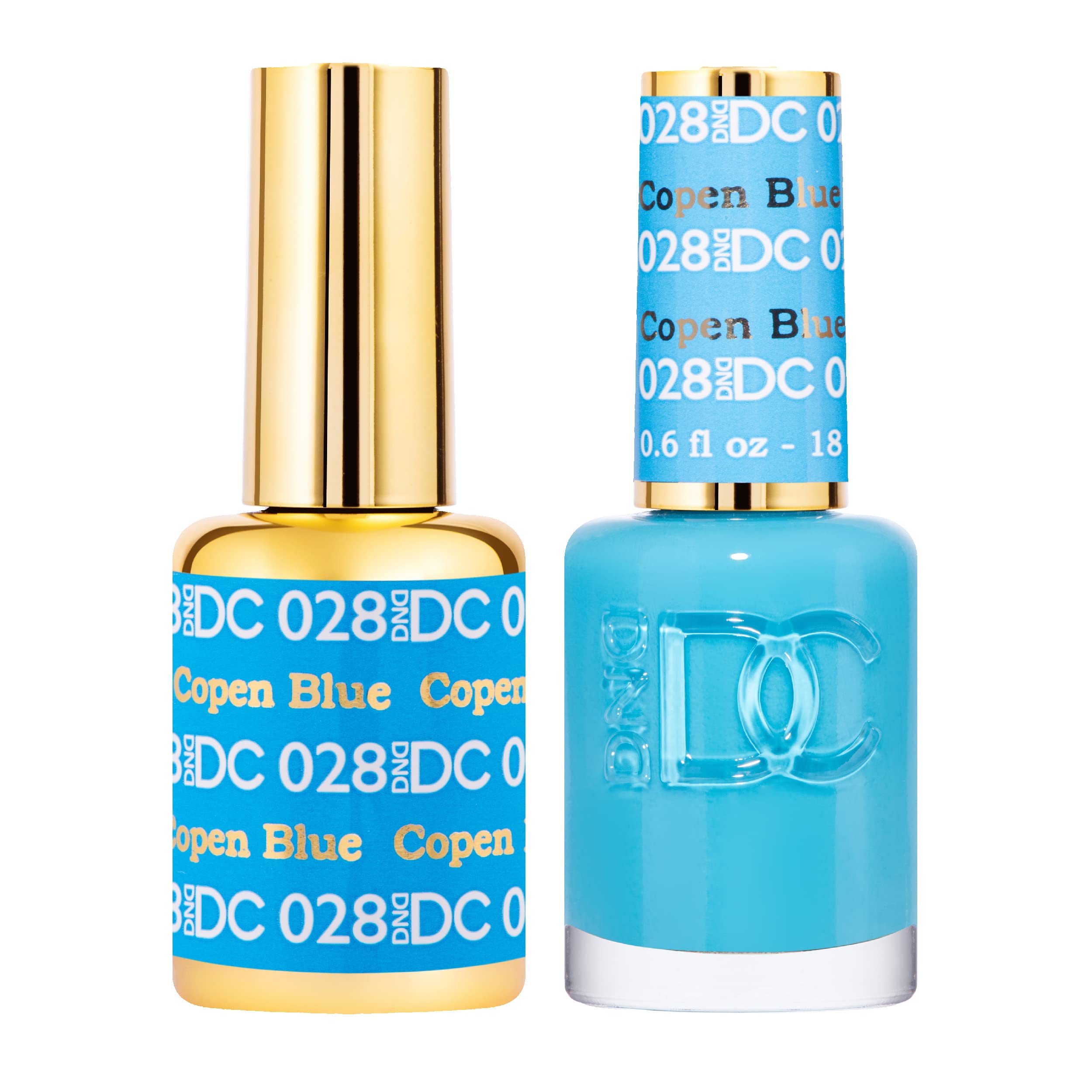 DND DC Gel Polish Set, Blue Collection, UV/LED Gel Polish and Air Dry Nail Lacquer, Matching Chip-Free Polish Duo, 028 Copen Blue, 0.5 Fl Oz