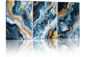 Abstract Canvas Wall Art for Living Room Navy Blue and Gold Abstract Picture Prints Modern Marble Texture Paintings Bedroom B
