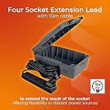 Masterplug Weatherproof Outdoor 4 Socket Extension Box 10m Lead IP54 Dark Grey view 2