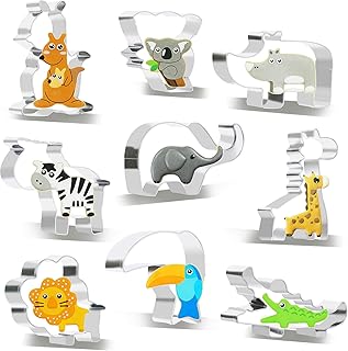 SYOSIN Ausstechformen Tier Kindern Baby Party Plätzchenausstecher Set - 9 Stück Plätzchen Ausstecher aus Edelstahl Perfekt für DIY Keks, Brot, Sandwiches, Käse