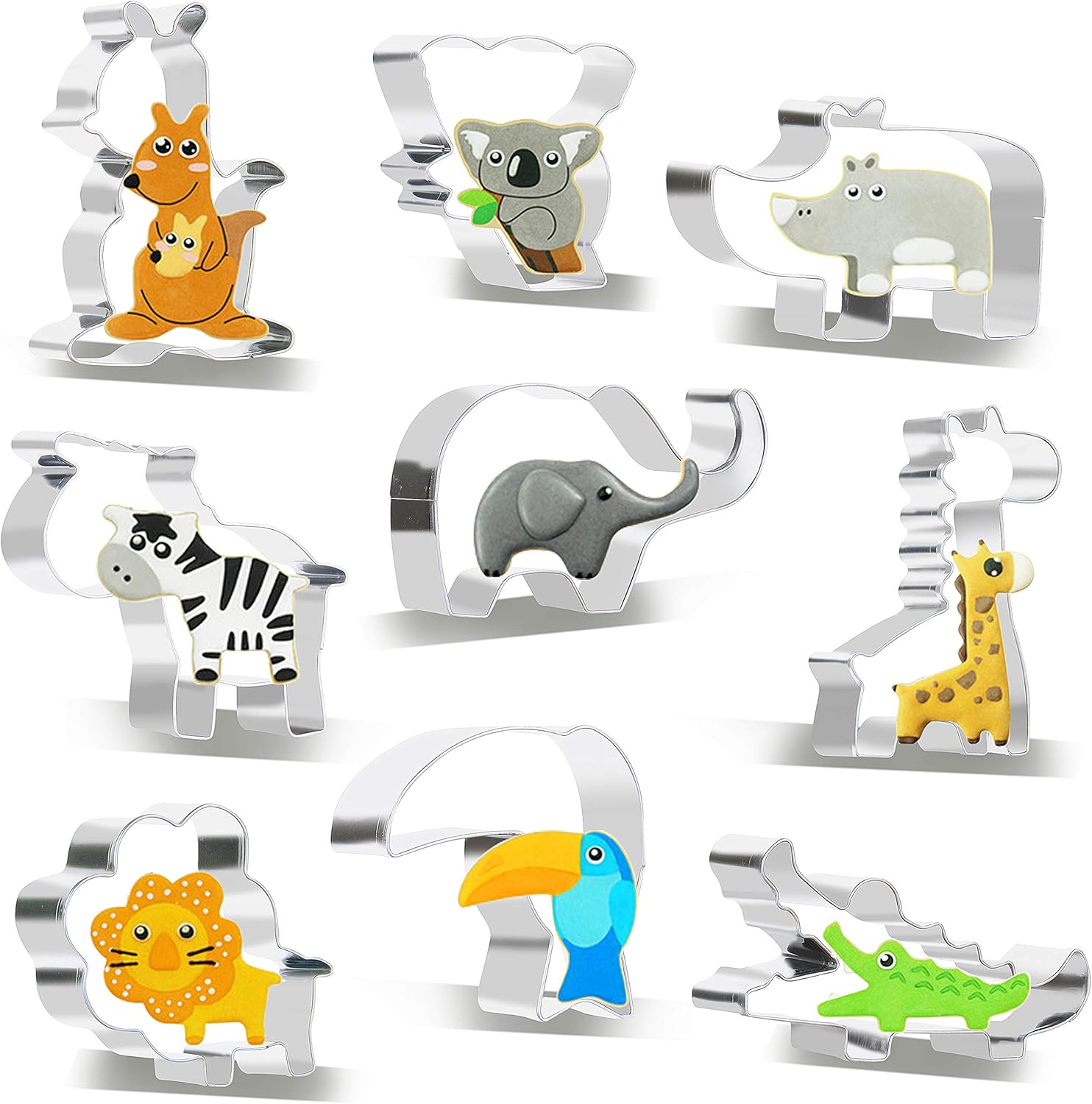 SYOSIN Ausstechformen Tier Kindern Baby Party Plätzchenausstecher Set - 9 Stück Plätzchen Ausstecher aus Edelstahl Perfekt für DIY Keks, Brot, Sandwiches, Käse