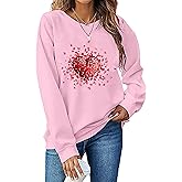 yawslaw Heart Sweatshirt Women Funny Love Heart Graphic Shirt Casual Long Sleeve Pullover Tops