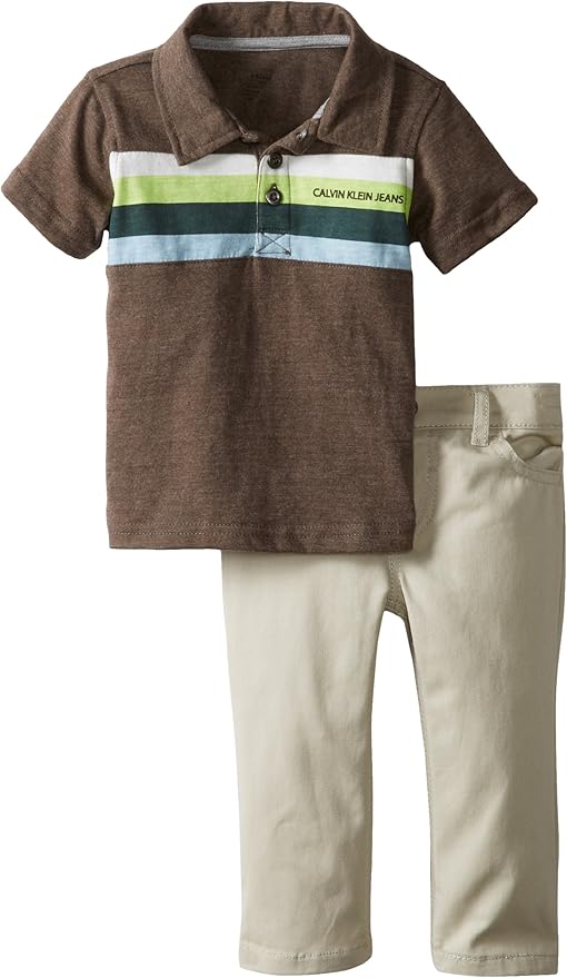 Calvin Klein Baby Boys' Polo with Khaki Pants Infant And
