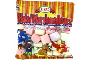 Ziyad Gourmet Halal, Multi-colored Large Marshmallows, Fruity, Pork-Free, Egg-Free, Dairy-Free, Gluten-Free, Perfect for Holidays and S’mores, 8.80oz