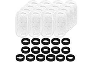 ANOVO 32 Pcs-Cat Fountain Filters with Sponges, Pet Replacement Filters for Stainless Steel 108oz/3L, 67oz/2L Pet Fountain (16 Carbon Filters + 16 Sponges)
