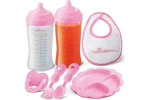 Little Additions Baby Doll Accessories Set, Magic Bottles Baby Doll Set, Disappearing Milk Baby Doll Bottles, Reborn Baby Doll Accessories for Girls, 7 Piece Baby Doll Toys, Baby Doll Feeding Set