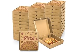 Covzoe 40 Pack Small Pizza Boxes, 7.3 x 7.3 x 1.6 Inch Mini Kraft Corrugated Pizza Takeout Containers, Food Delivery Boxes Gift Packing Containers for Pizza, Cake, Cookies, Snack