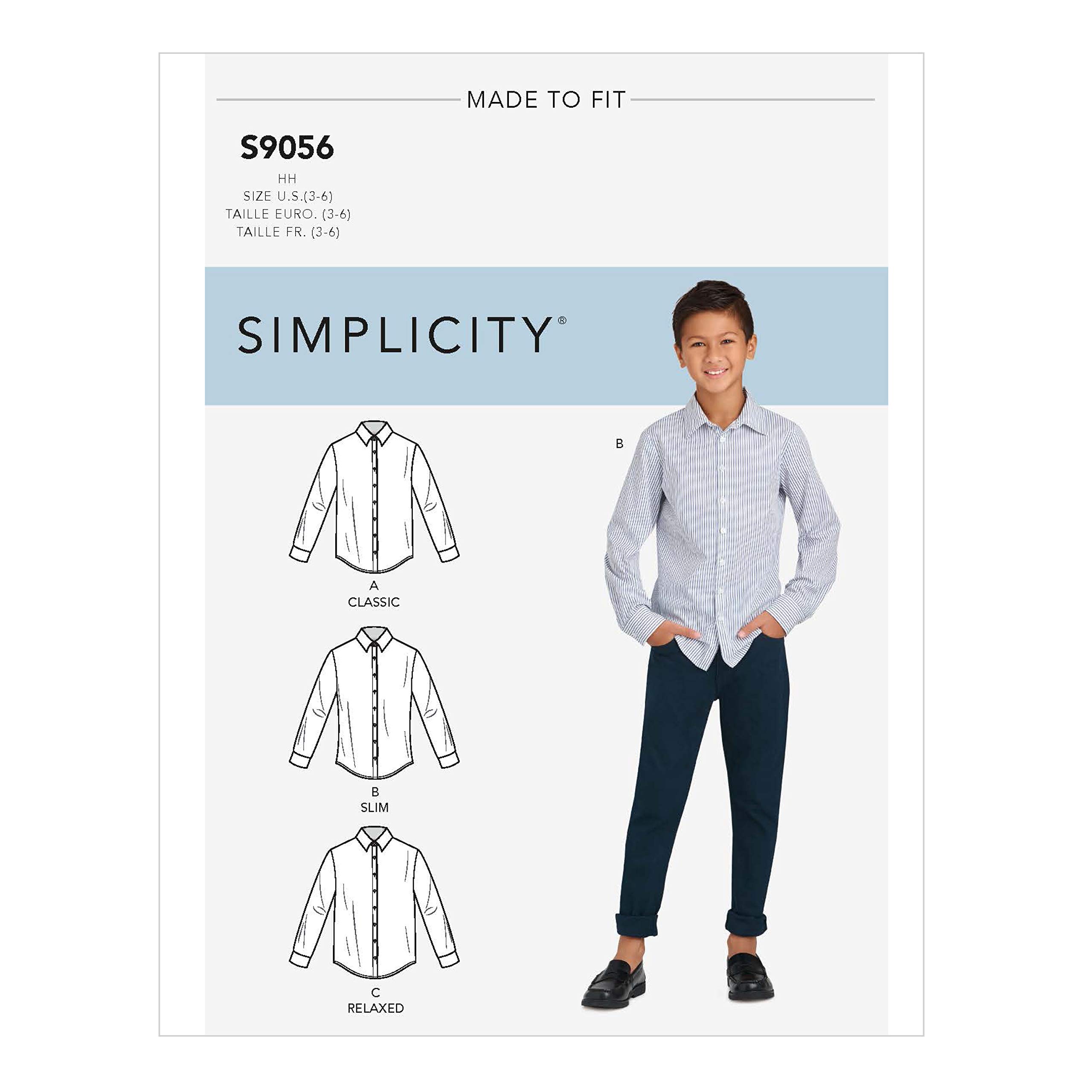 SIMPLICITY Sewing Pattern S9056HH Children's & Teen Boys' Shirts, Paper, Various Colours, HH (3-4-5-6)