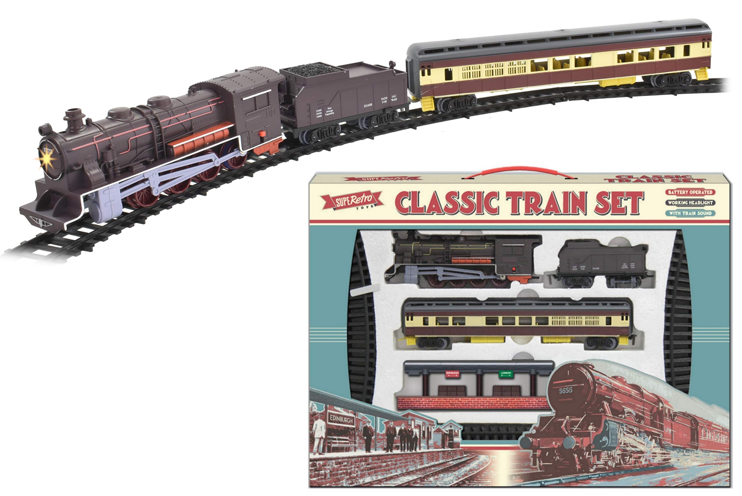 KandyToys TY27209 Classic Retro Electric Large Toy Train with Tracks