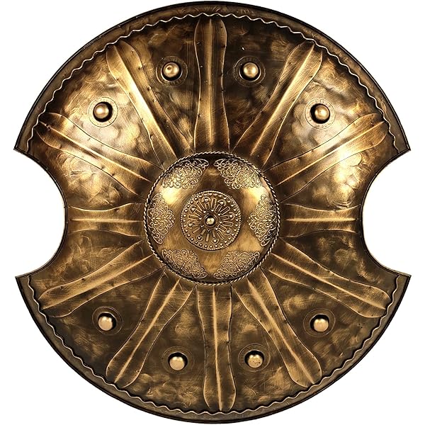Spartan King Shield 24” – Medieval Greek Armor Replica, Antique Brass Finish, Decorative Battle Ready Display-1066194