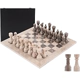 Marble Range Marble Chess Set for Adults 15" Strategic Board Game | Verona &amp; Oceanic, 2 Extra Queens, 32 Chess Pieces, 1 Storage Box, Handmade, Natural Marble Veining, Elegant Gift