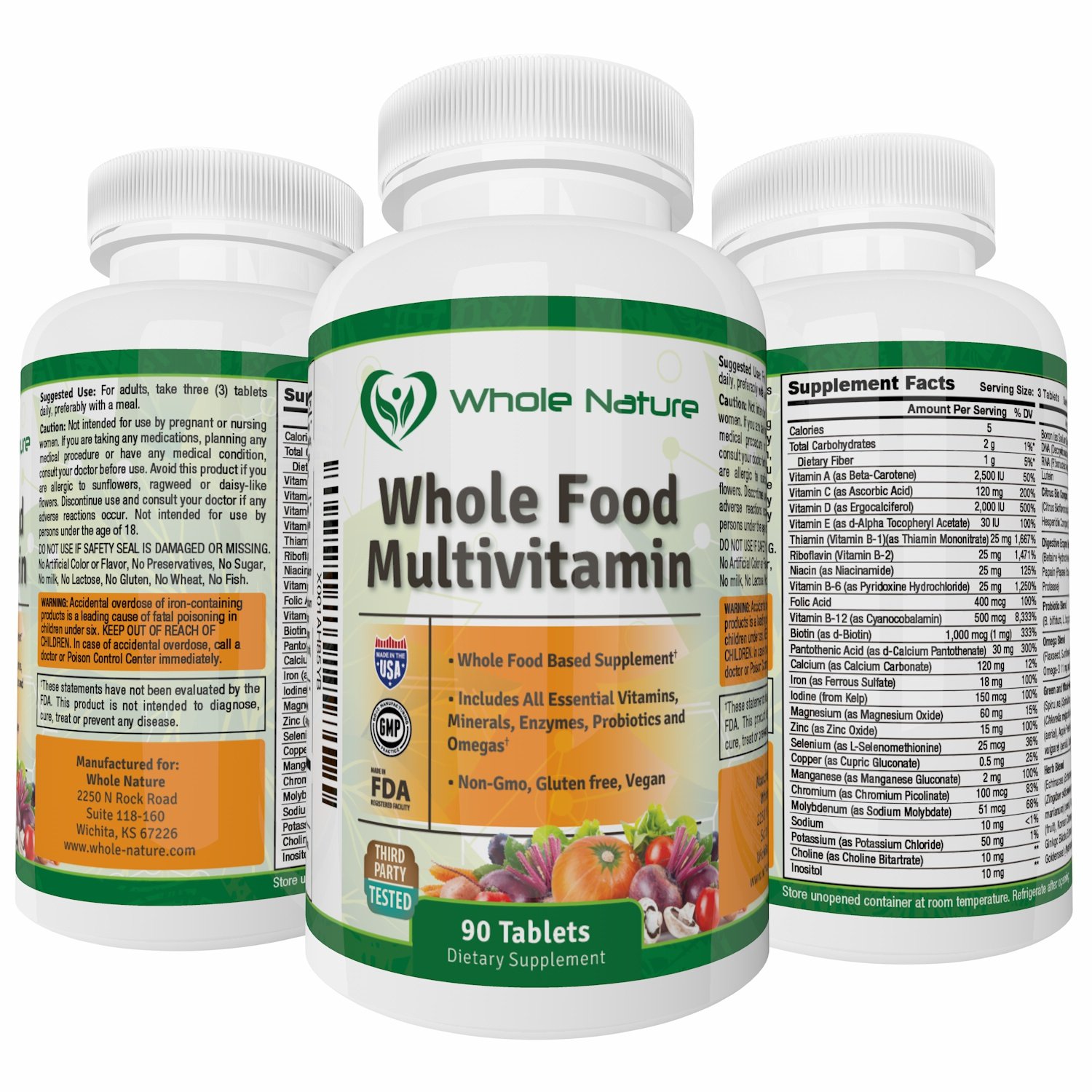 Whole Nature Whole Food Multivitamin All Essential Vitamins and