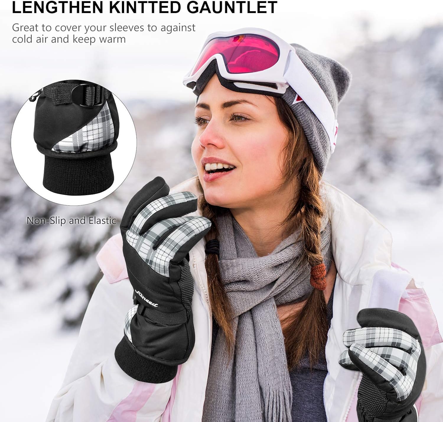 KINEED Waterproof Ski Gloves Touchscreen 3M Thinsulate Winter Warm Snow Gloves for Women Youth : Sports & Outdoors