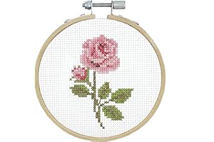 DUTCH STITCH BROTHERS - Rose Counted Cross Stitch 4" Hoop and Pattern Included - Cross Stitching Kits for Adults Advanced and Beginners