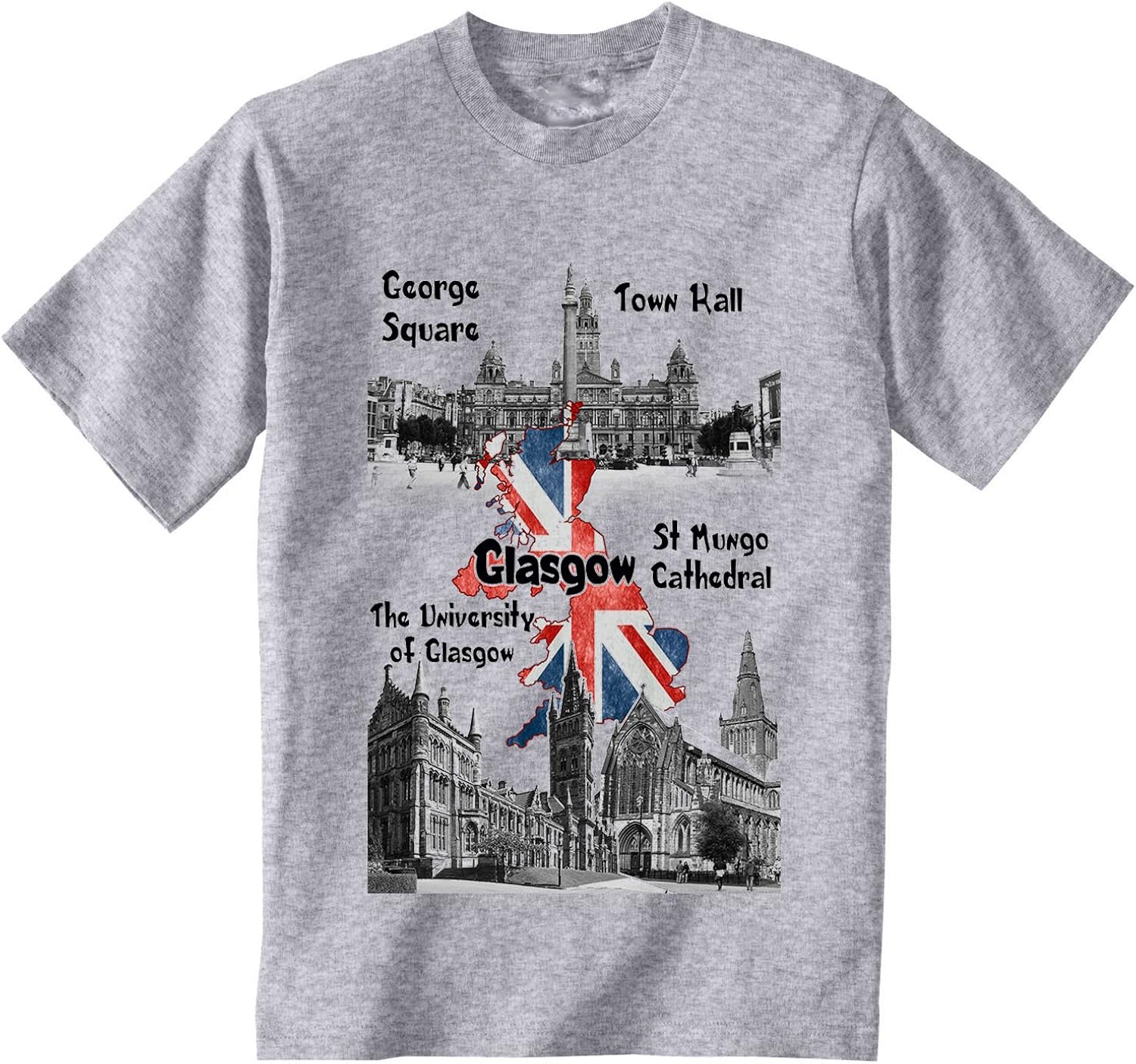 teesquare1st Men's United Kingdom Glasgow Grey TShirt Amazon.fr
