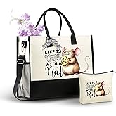 InnoBeta Rat Gifts, Rat Gifts for Women, Tote Bag, with Top Zipper Closure and Shoulder Strap for Birthday, Mother's Day, Christmas