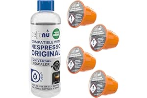 CAFFENU Nespresso Compatible Descaling Kit & Cleaning Pods. 2 Use Descaling Solution & 4 Cleaner Pods. Removes Limescale & Cleans Pod Area. Better Tasting, Hotter Coffee. Nespresso Originaline.